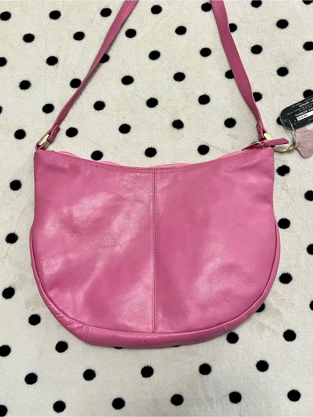 NWT Vintage Pioneer Handbags Pink Leather Crescent Hobo Shoulder Bag